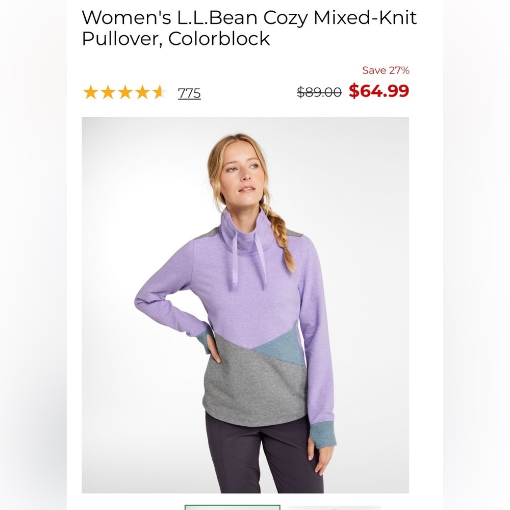 Women’s LL Bean Cozy Mixed Knit Pullover, Colorblock, XS - Picture 2 of 13